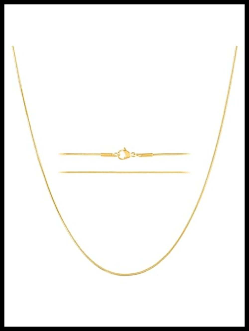 24K Gold Plated Stainless Steel Snake Chain Necklace Thin
